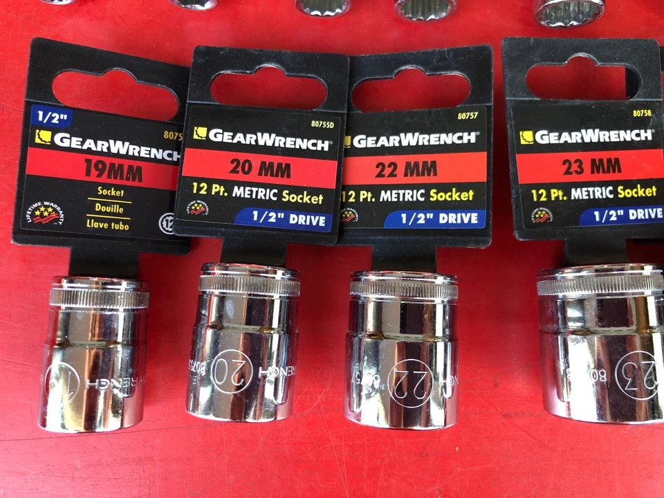 LOT OF 21 GEARWRENCH METRIC 1/2" DRIVE SHALLOW CHROME SOCKETS SET 8MM UP TO 36MM - Image 4 of 4