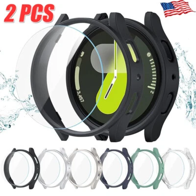 2X Samsung Galaxy Watch 4 5 6 7 40/44 Tempered Glass Protector Screen Case Cover