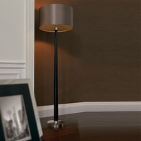 Endon Chasselas 1 Light Floor Lamp In Walnut/silver Plate With Faux Silk Shade Endon Chasselas 1 Light Floor Lamp In Walnut/silver Plate With Faux Silk Shade