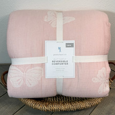 POTTERY BARN KIDS REVERSIBLE BUTTERFLY COMFORTER TWIN PINK SOFT BEDDING