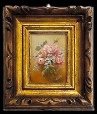 COPPIA DIPINTI OLIO SU OTTONE - FIORI  con cornice