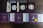 1986-S PROOF AMERICAN SILVER EAGLES ( Lot Of 3)  Boxs & COAs.. FIRST YEAR ISSUE