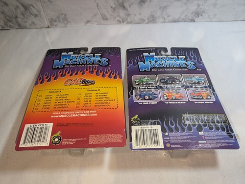 2x MUSCLE MACHINES '55 NOMAD 1:64TH SCALE Teal W/Flames & Blue CARtoons - Picture 4 of 9
