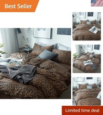 Chic Queen Size Leopard Print Comforter Set - Fluffy and Cozy All Seasons