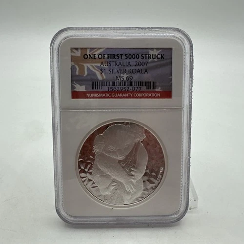 2007 Australia Silver 1 Oz Koala $1 Dollar Coin NGC MS-69 First Year Issue