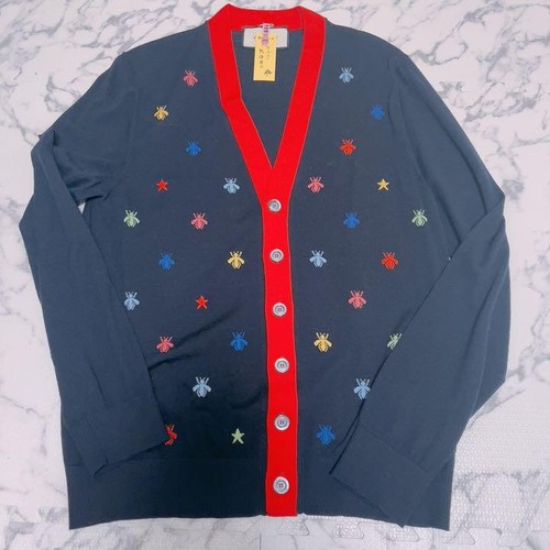 GUCCI Men's and Women's Knit Cardigans Bee Pattern Colorful Hip Bee Size S
