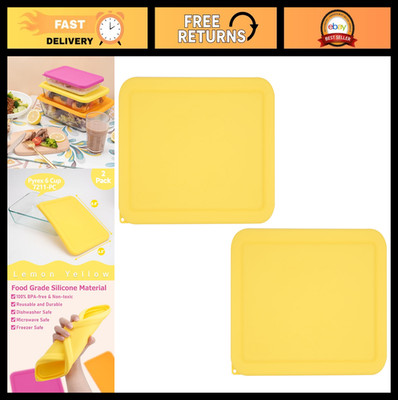6 Cup Silicone Storage Lids Replacement for Glass Bowls - 2 Pack, Microwave & Di