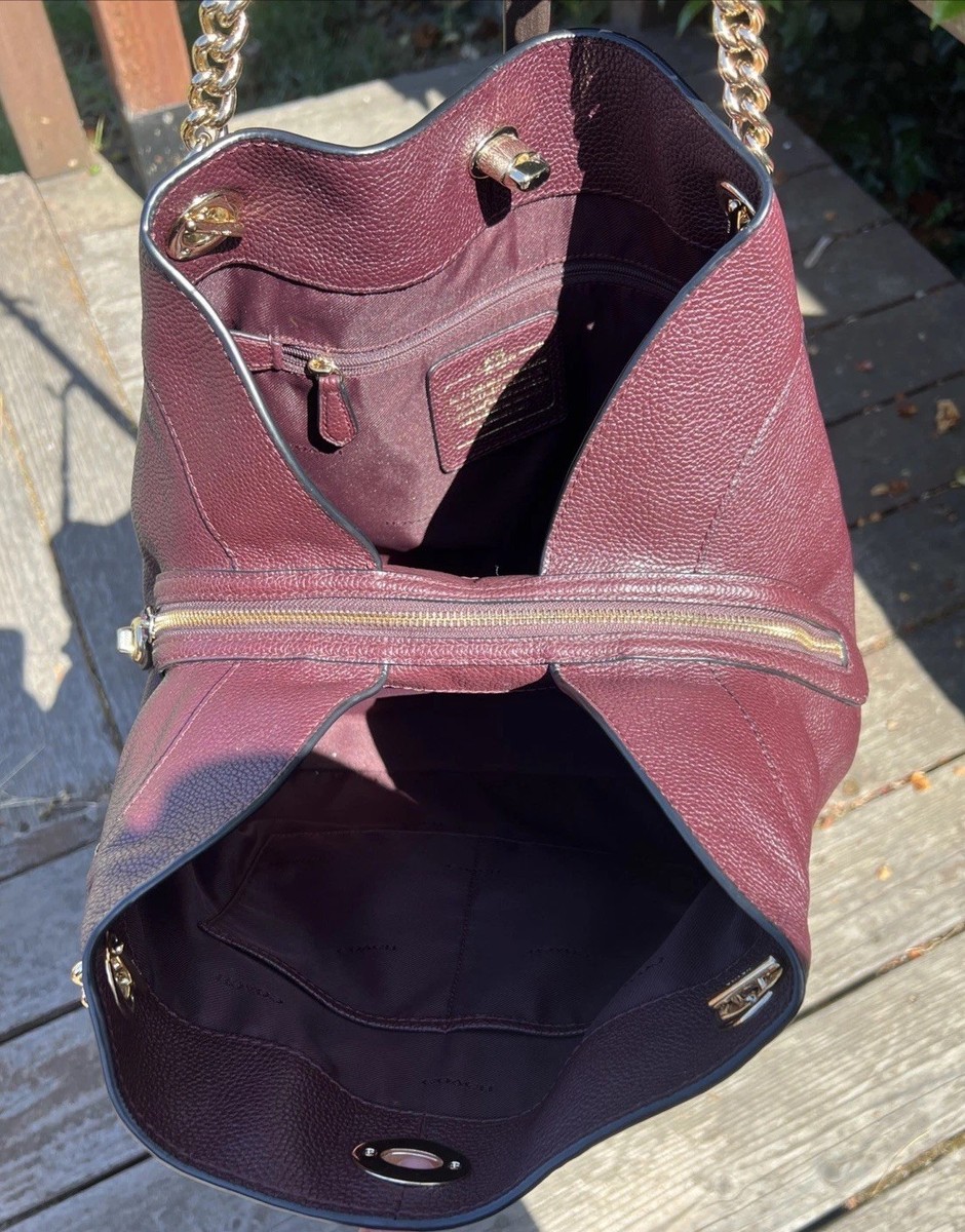 COACH / バッグ/レザー/BRD/無地/K1648-36855 Coach 36855 Edie 31 Turnlock Oxblood Polished Pebbled Leather