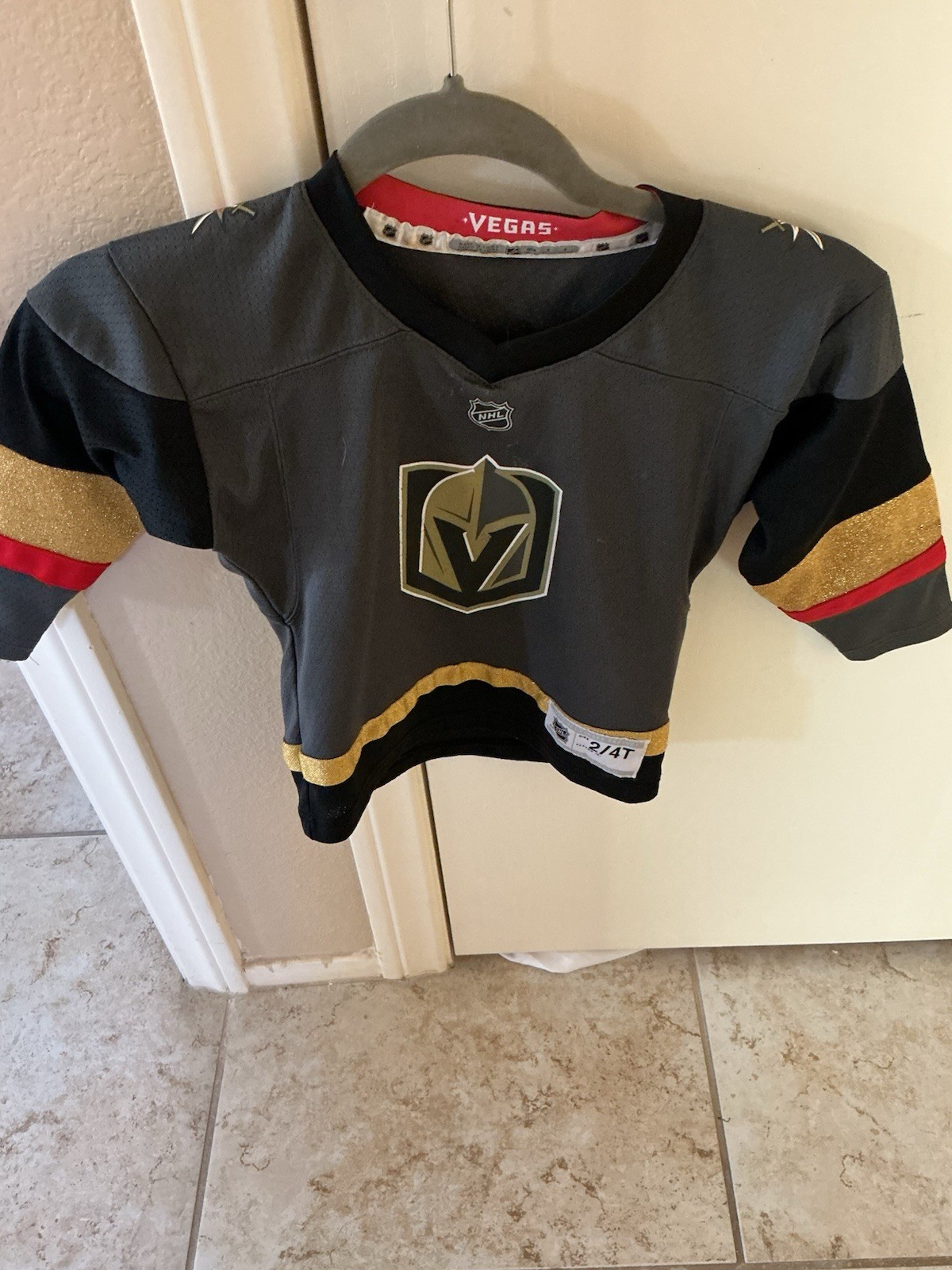 NHL Vegas Knights Toddler 2T/4T Hockey Jersey Grey Black