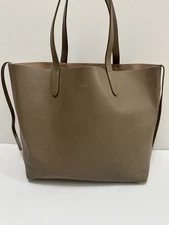 Cuyana Brown Full Pebbled Leather Structured Tote Bag, Open Top, Large