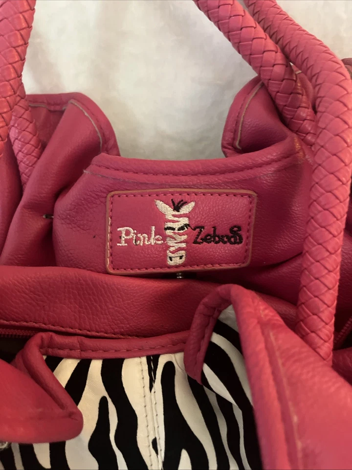 Monedero/Bolso de Cebras Rosas Btn & Cremallera Entrada Correas de Transporte Vibrantes Un Par de Lágrimas Foto 2 de 4