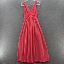VTG Vanity Fair Nightgown Women 34 Orange Nylon Retro Glamour Maxi Slip Gown