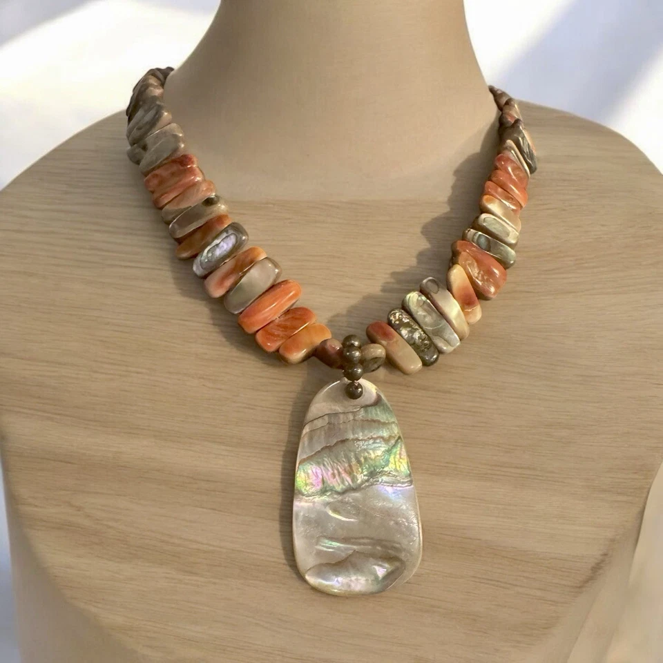 Collar y pulsera colgante reversible Silpada California concha de abulón rojo 925 Foto 2 de 4