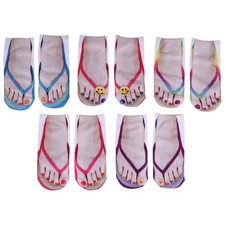 5 Pair Flip Flop Socks 3D Pattern Manicure Print Funny Hidden Comfort6379