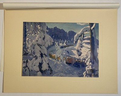 Vintage Sowjetunion UdSSR Traktor Industrie Berg Sozialistischer Realismus Kunstdruck