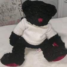 Russ Berrie 14" Black Bear Sebastian Red Feet/Hands Plush Stuffed Animal Read