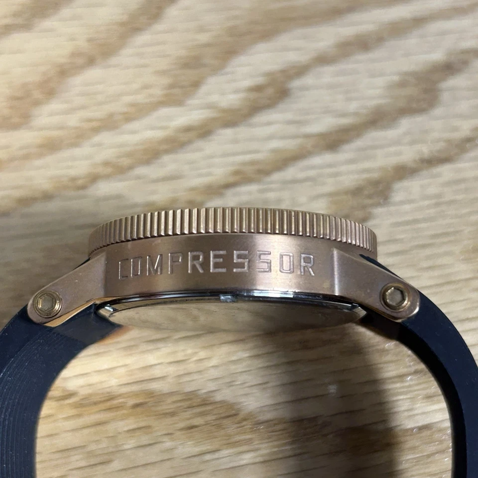 Red Line Compressor Date Watch 45mm Case Black Silicone Strap New Battery - image 3 of 4