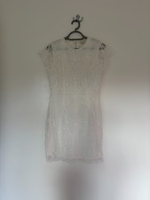 Women's Miss Selfridge Short Sleeve White Lace Party Dress Lined Size UK 12