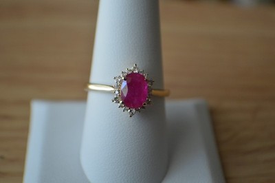 1.60ct Premium Montepuez Ruby /Diamond Ring 14K Yellow Gold Size 9 AGI Certified