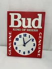 Vintage Bud King of Beers Tin Clock Sign Budweiser Read