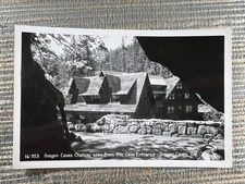 RPPC Oregon Caves Chateau Seen From Cave Entrance Lodge Postcard Sawyers