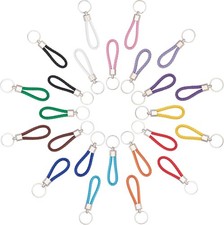 CRASPIRE 24PCS Braided Leather Keychains 12 Colors Woven Rope Key Chain Ring