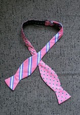 R. Hanauer Mens Bow Tie 100% Cotton Pink Striped/Geo Hand Made in USA