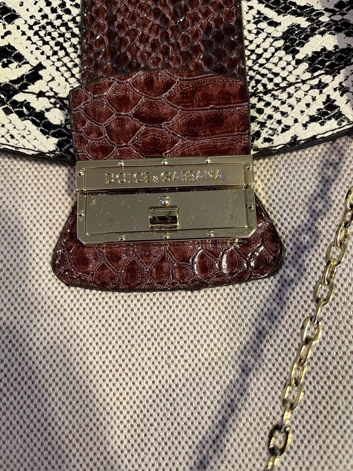 Bolso Cartera Bolso Dolce & Gabbana Off White Piel de Serpiente Piel de Pitón Natural Foto 2 de 4