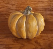 Resin Pumpkin Gourd Orange Decorative Short Stubby Stem NEW with Tag 6x5"
