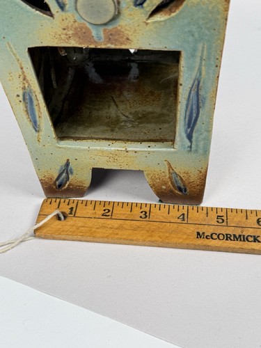 Kunstkeramik TEELICHT KERZENHALTER erdige Patina 7" hoch schwer atemberaubend - Bild 9 von 10
