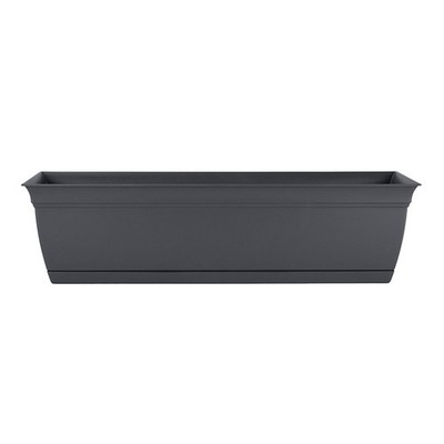 The HC Companies 30 Inch Eclipse Window Flower Box with Removable Saucer, Gray