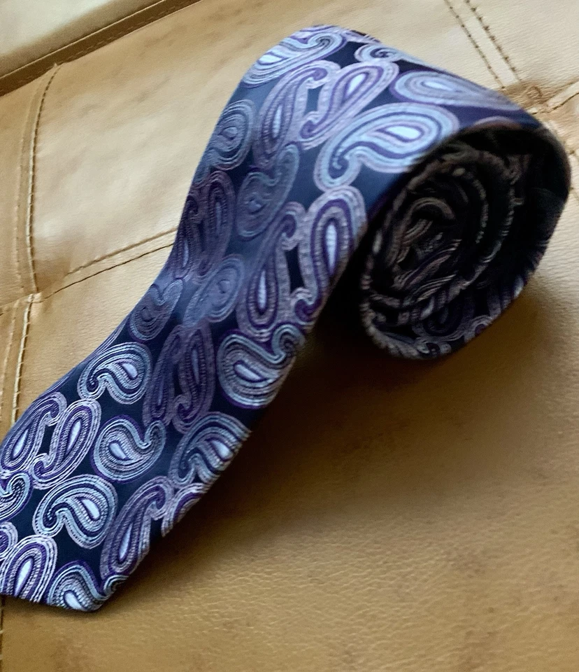 Alexander Julian Colores - Corbata Azul Paisley Hecha a Mano Poliéster, Clásica. Foto 2 de 4