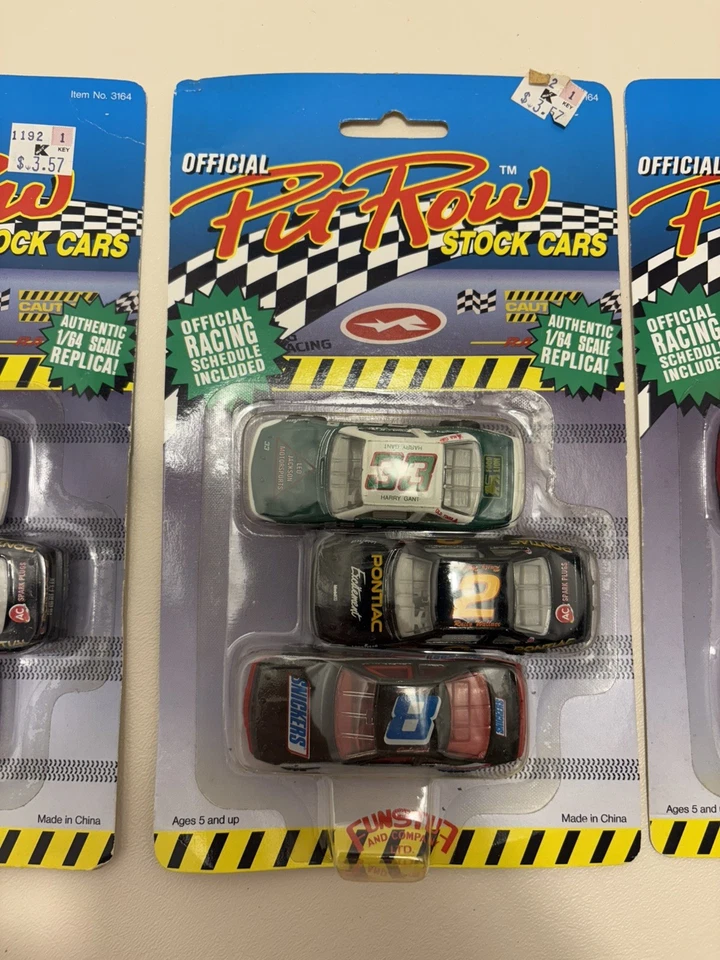 Lot of 3 Funstuf Official Pit Row Stock Cars Nascar 1/64 Diecast 3 Pack 1992 NEW - Image 2 of 4
