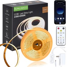 COB LED Strip Light 16.4ft Dimmable White CCT Tunable 2300K-6500K DC 24V Tape Li