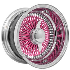 Rev 100-spoke Sl La Wire Wheels 13x7 Chrome With Hot Pink Spoke Rims 4pcs C3 Rev 100-spoke Sl La Wire Wheels 13x7 Chrome With Hot Pink Spoke Rims 4pcs C3