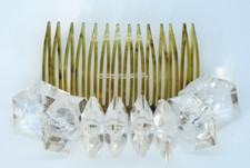 Vintage 90's Large Fancy Chunky Lucite Acrylic Bead Plastic Hair Comb 4" wide