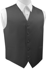 Men's XS - 6XL. Charcoal Satin Formal, Wedding, Prom Homecoming Tuxedo Vest