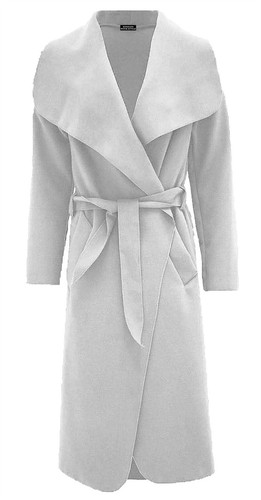 Women's Long Duster Jacket French Belted Trench Waterfall Coat Ladies Italian - Picture 6 of 15