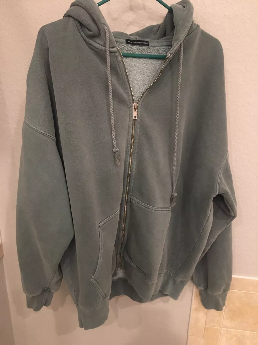 Brandy Melville oversized new york hoodie zip up Green - $56 - From remee