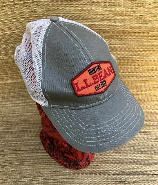 LL BEAN HUNTING - Khaki & White Adjustable Mesh Outdoors Trucker Hat Cap | eBay