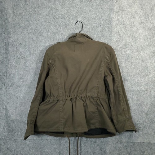 Izod Full Zip Jacket Womens Medium Military Green Combat Drawstring Pockets Top - Picture 2 of 16