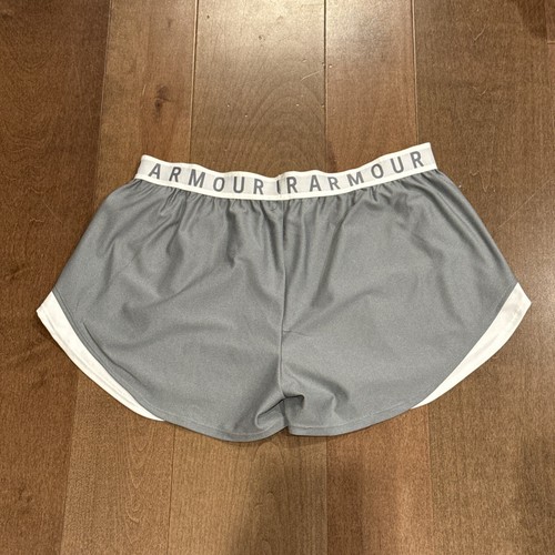 Under Armour Womens XL UA Play Up 3.0 Shorts Grey/White Running Jogging - Picture 2 of 4