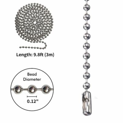 4-Pack Ceiling Fan Pull Chain Extender – 12-Inch Ball Bead Chain With Fan & Light Pattern Pendants, Multiple Colors Available