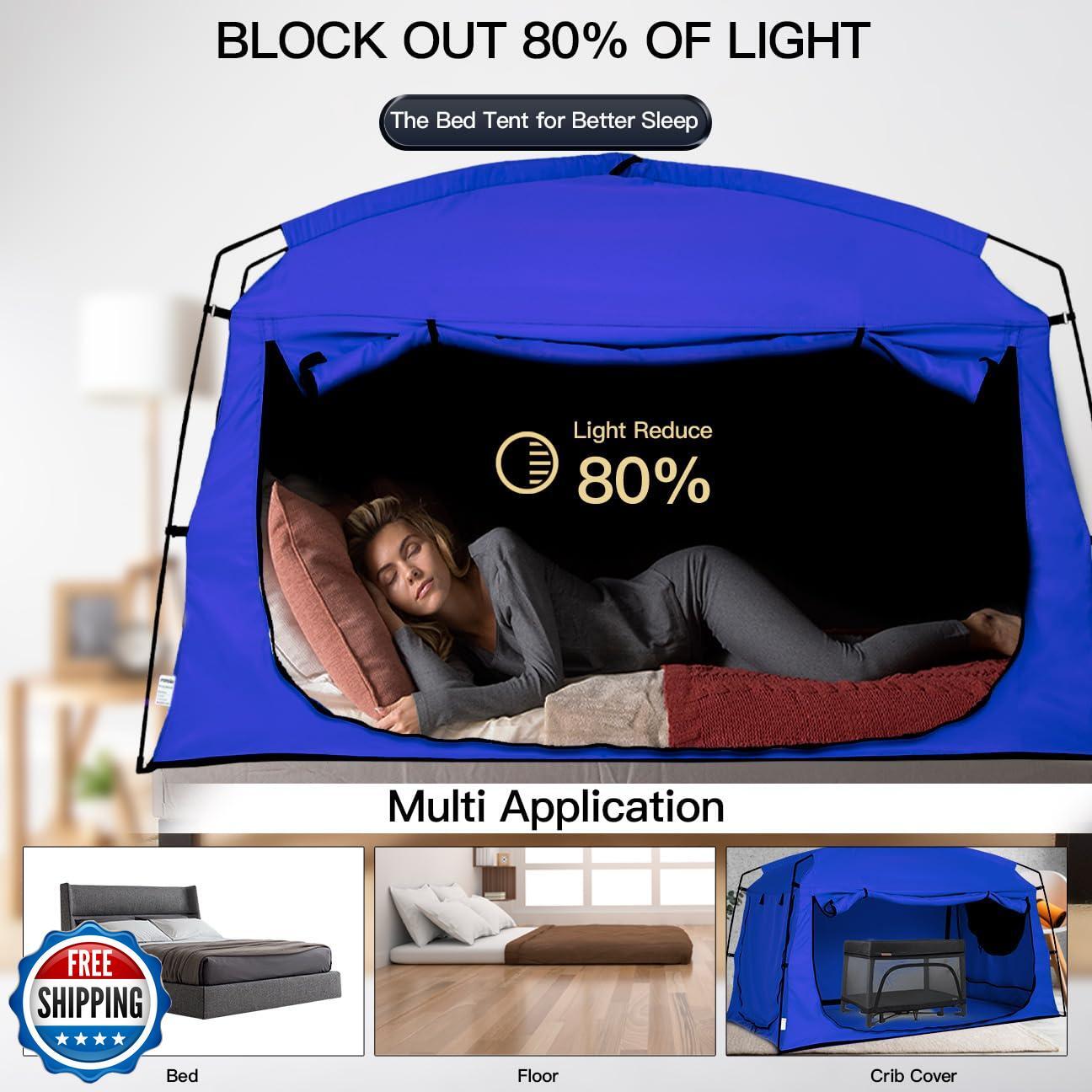 Bed Tent,Portable Bed Canopy,Queen Size Privacy Bed Drapes,90% Blackout for K