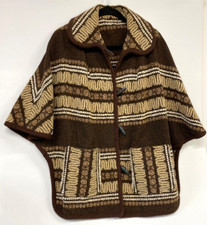 Julius Vintage Cape Jacket One Size Brown Chunky Woven 150