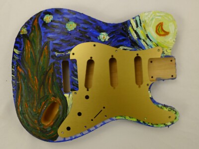 Tele Strat Hybird Body With Pickguard 2pcs Alder SSS Hand Oil Painting 1.55kg