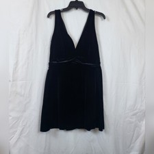 Express Womens Black Velvet Sleeveless Deep V-Neck A-Line Mini Dress Size L