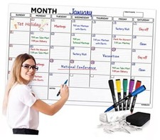 Large 36"x48" White Board Calendar Dry Erase Calendar for Wall Big Dry Erase