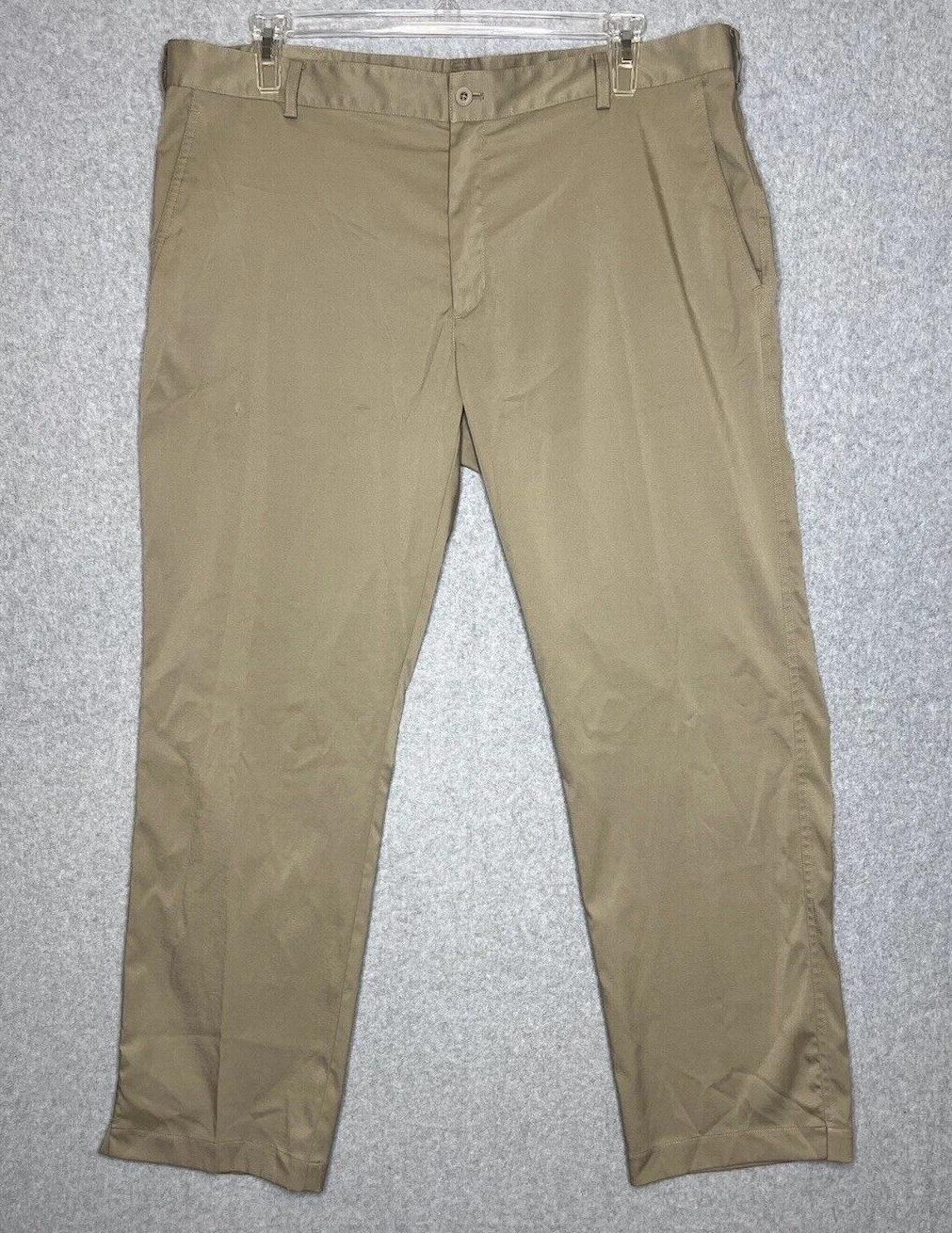 Nike Dri Fit Pants Golf Mens Size 40 Khaki Tan Flat Front Light Weight Chinos