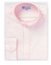 Mens' Pink Mandarin Collar  Banded Collar Dress Shirt by TDC Collection
